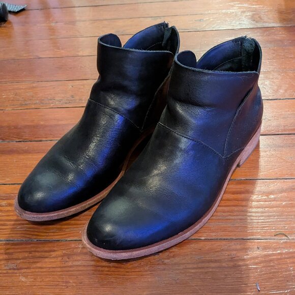 Kork Ease Ryder Black Leather Ankle Boots Size 10 - Picture 1 of 5